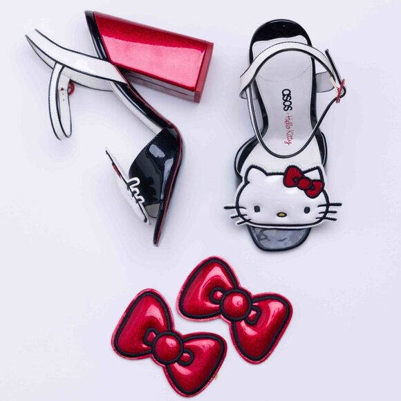 RARE! Asos x Hello Kitty Glitter Heels with Interchangeable Bows - Picture 3 of 6